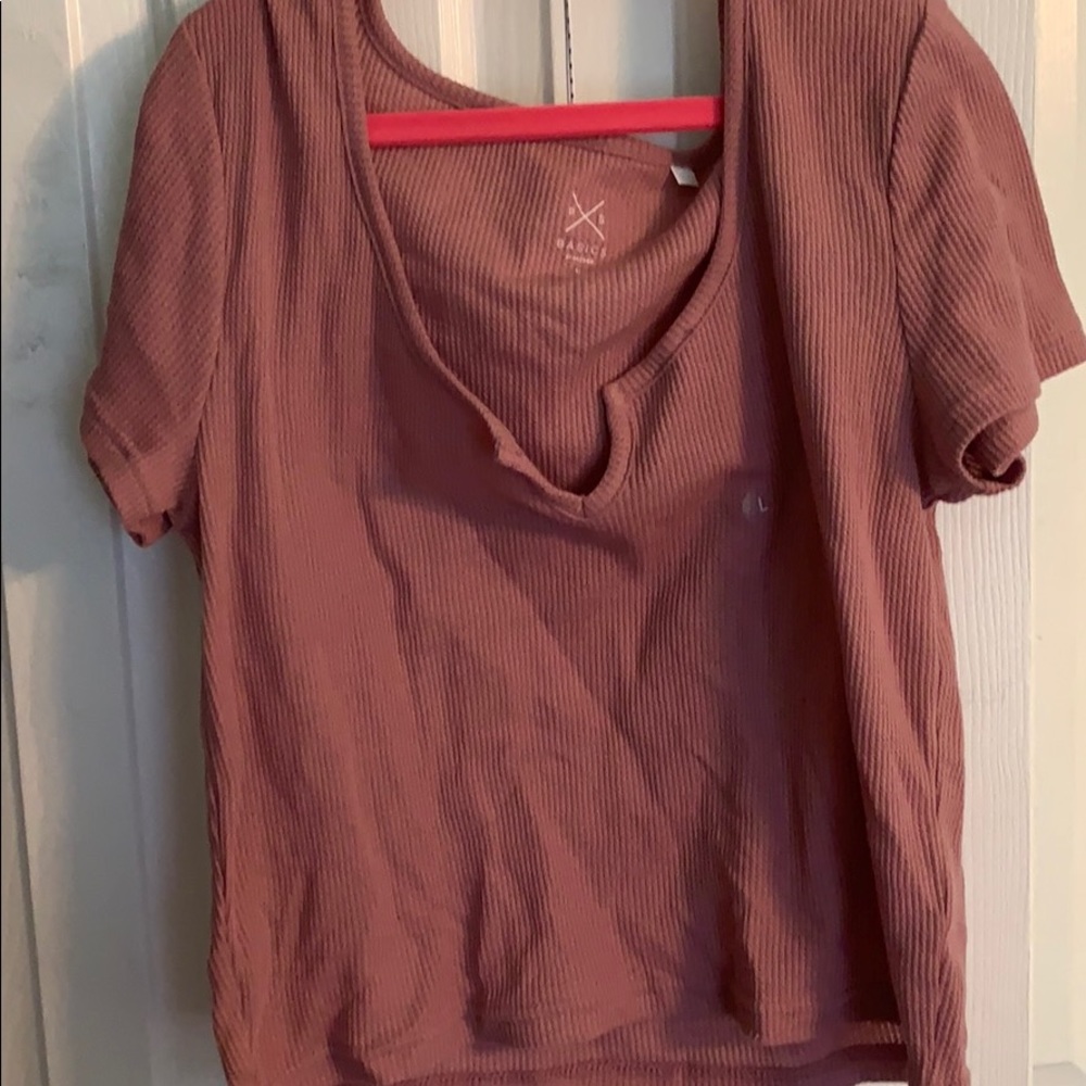 pacsun short sleeve mauve crop top